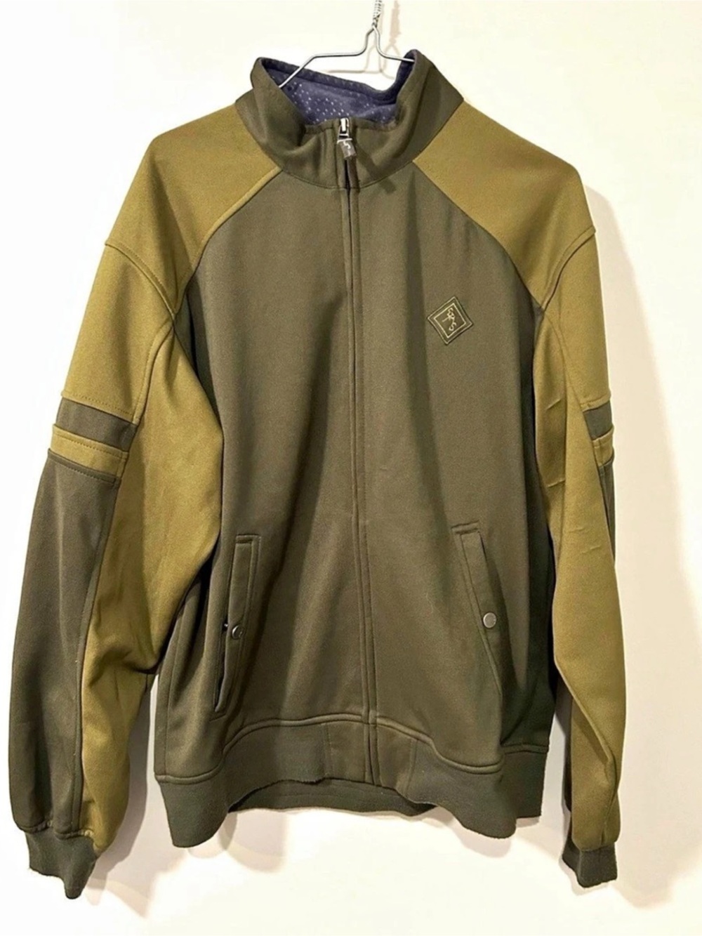 Eastern Mountain Sports 90s Men's Track Jacket olive/beige Color-block size L